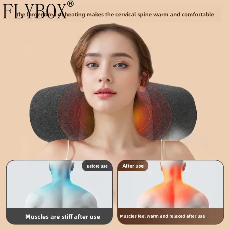Cervical Spine Massage Pillow Household Memory Foam Multifunctional Rechargeable Electric Hot Compress Sleeping Neck Pillow