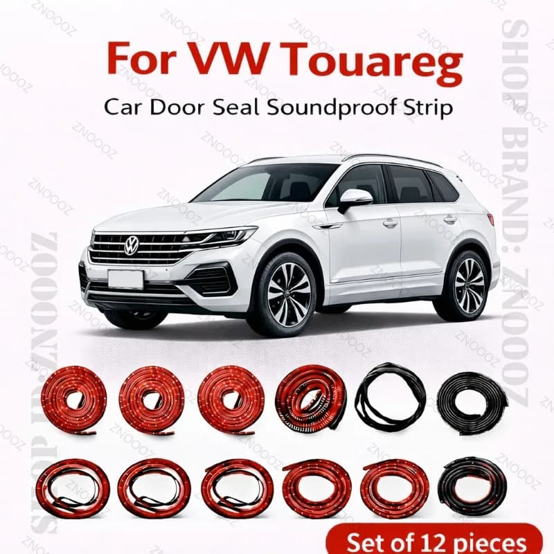 Set di 12 Guarnizioni per Portiere Auto VW Touareg, Striscia in Gomma a Doppio Strato Insonorizzante, Antipolvere e Impermeabile