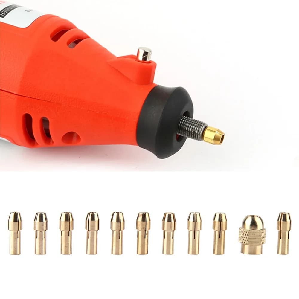 Set di 22 Pinze in Ottone per Utensili Rotanti, Attacco Rapido 0.5-3.2mm, Set di Punte con Attacco da 4.3mm per Dremel