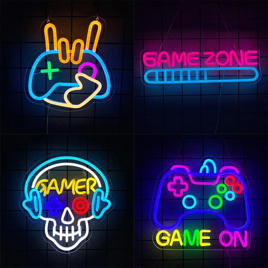 Insegna al neon per la decorazione della casa per la decorazione della stanza Accessori per la camera da letto Gioco su LED Gamer Parete Gaming per adolescenti Luce estetica Roba Living