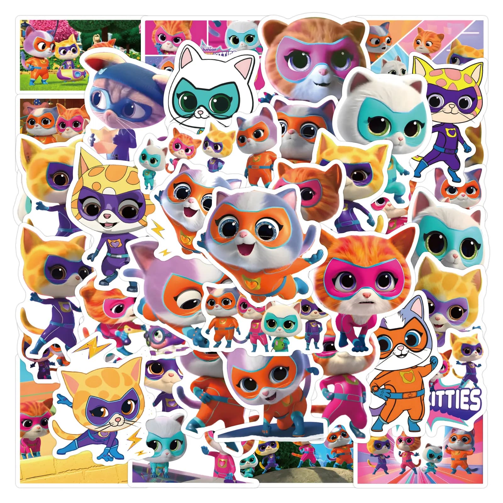 10/30/50PCS Cartoon Super Kitties Sticker Cute Graffiti bagaglio decorativo moto Skateboard decalcomania impermeabile giocattolo per bambini