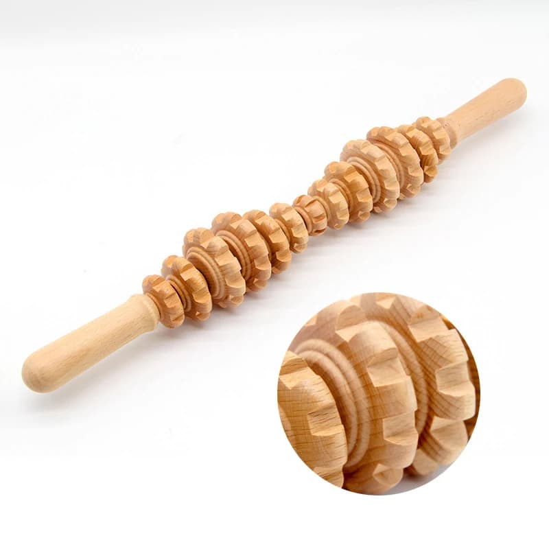 Rilassamento muscolare Bastone da yoga Gamba Rullo da massaggio in legno 13 Massaggio addominale ondulato rotondo in faggio Casa portatile e confortevole