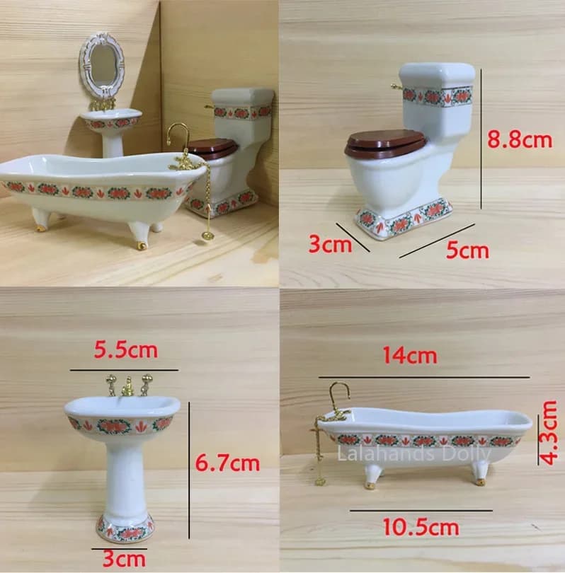 4 pezzi/set mini set da bagno creativo per casa delle bambole giocattoli modello per accessori per la decorazione di mobili da bagno per casa delle bambole