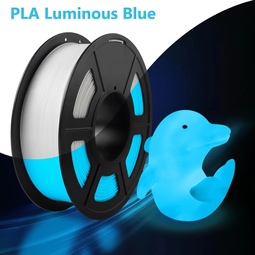 Filamento PLA Luminoso Blu che si Illumina al Buio 250g 500g per Stampante 3D, Materiale per Stampa 3D a Sublimazione Blu Luminoso 1.75mm 1kg