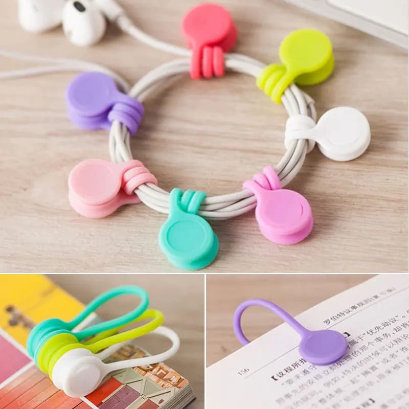 Fascette magnetiche riutilizzabili per cavi USB Organizzatore di cavi Fascette magnetiche in silicone per il raggruppamento di cose Indicatori di libri Magneti per frigorifero