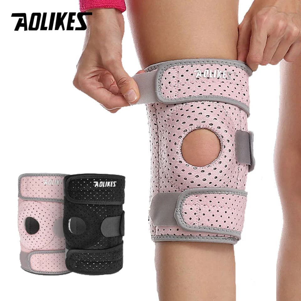 AOLIKES 1PC Nuovo Supporto per Ginocchio Regolabile Antistress, Protezione Antiscivolo per Sport, Fitness, Ciclismo, Basket