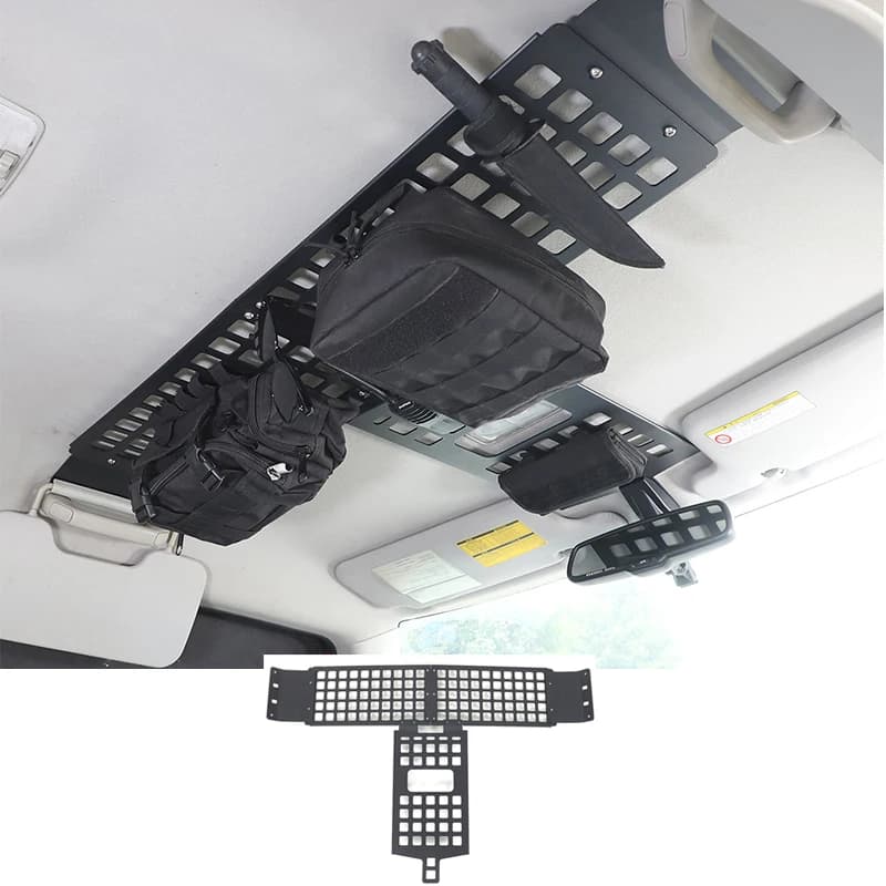 Per Toyota FJ Cruiser 2007-2021 interni auto tetto griglia portaoggetti scaffale borsa da tetto rack interni auto organizzatore in lega di alluminio