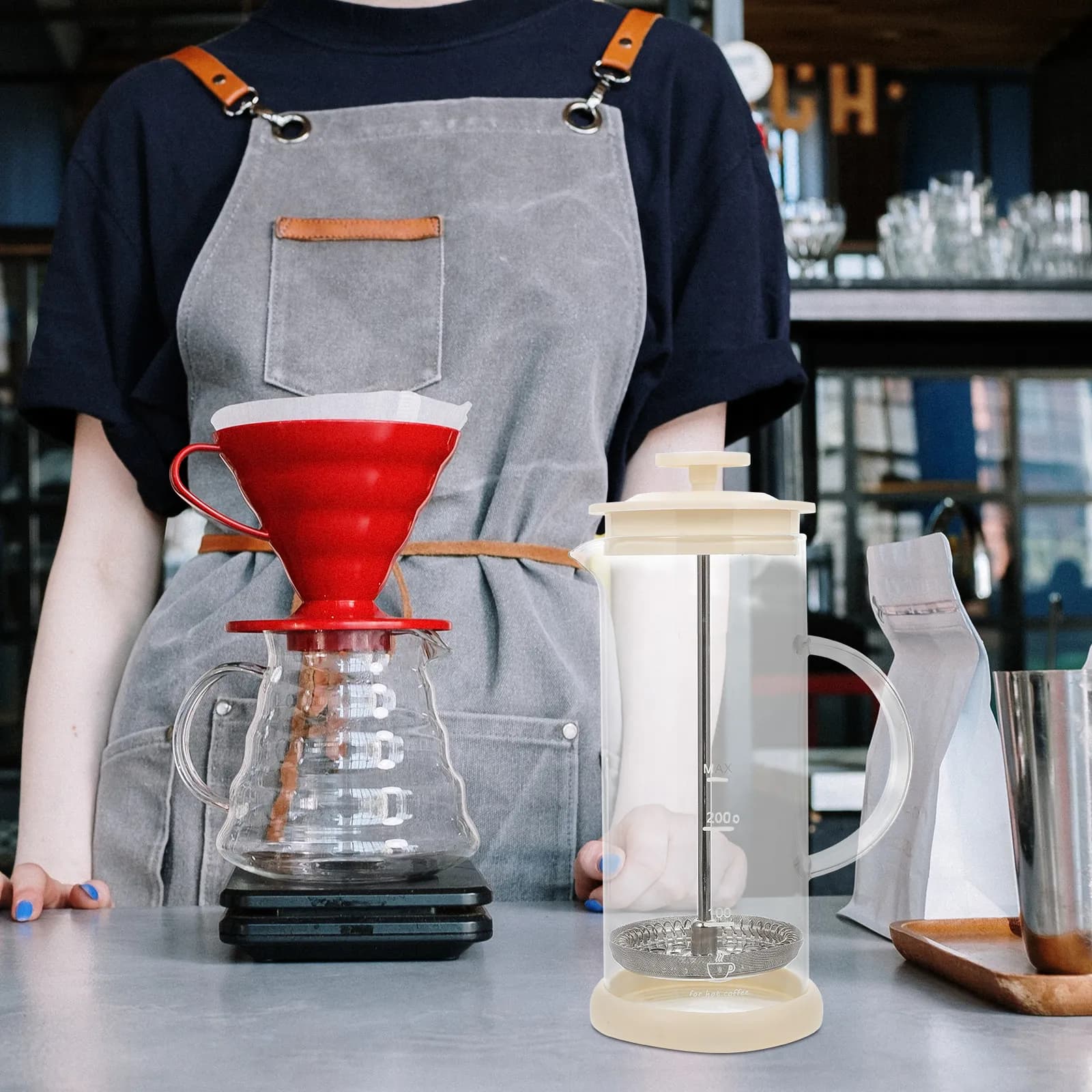 Manual Milk Frother Handheld Glass Stainless Steel Milk Foaming Maker for Cappuccino Latte Coffee Household Use