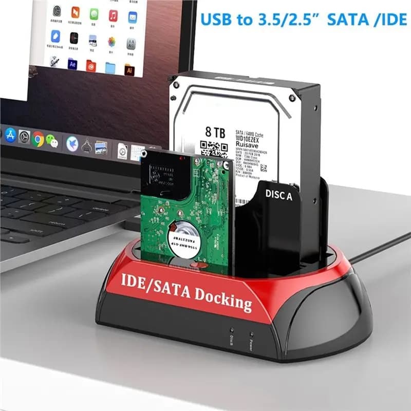 Classic-Dual Bay External Disk Box Enclosure Case USB To 2.5/3.5' SATA IDE Hard HDD SSD Reader Docking Station EU Plug HD Extern