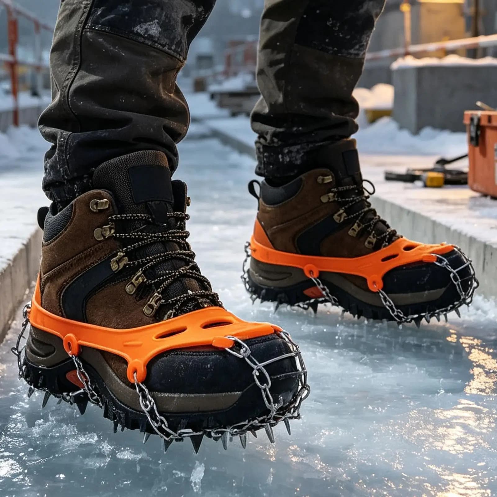 32-Tooth Ice Cleats For Shoes, Universal Anti-Slip Silicone Traction Grips For Boots, Winter Outdoor Safety Crampons For Hiking