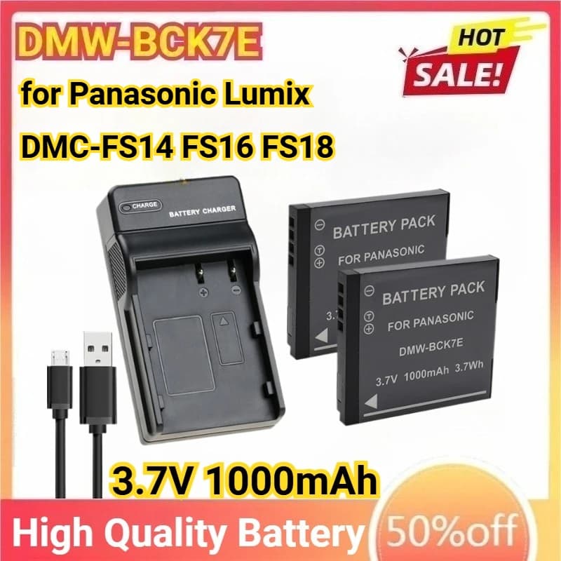 DMW-BCK7E Camera or USB Charger Battery for Panasonic Lumix DMC-FS14 FS16 FS22 FS28 FS35 FS37 FS40 DMC-S3 NCA-YN101F