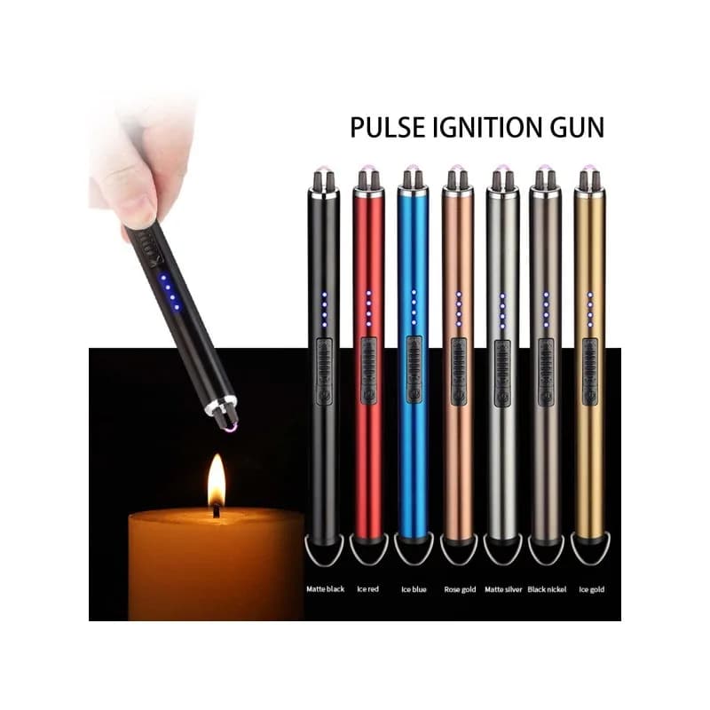 Accendino Elettrico USB Antivento a Colore Casuale - 2 Pezzi, Lungo, per Candele, BBQ, Campeggio, Ricaricabile, ad Arco, Senza Fiamma, al Plasma