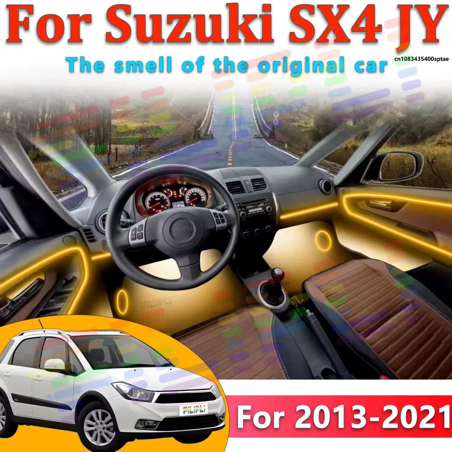 Luci Ambientali LED per Suzuki SX4 JY 2013~2021, Illuminazione Atmosferica Colorata, Striscia Neon per Interni Auto, Controllo App, 64 Luci RGB