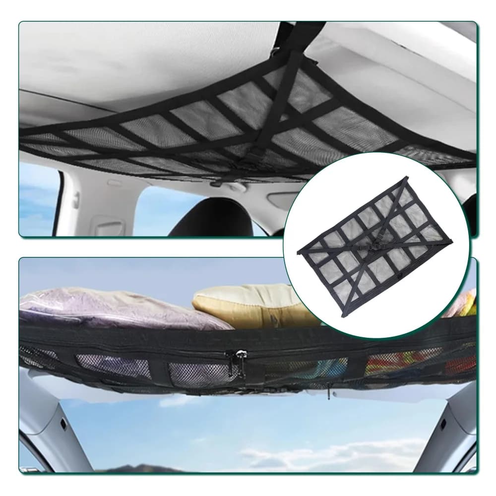Scatola portaoggetti universale per auto, traspirante, per riporre il tetto, riordino, rete da carico per soffitto dell'auto, robusta rete portante 35,4 x 25,6 pollici