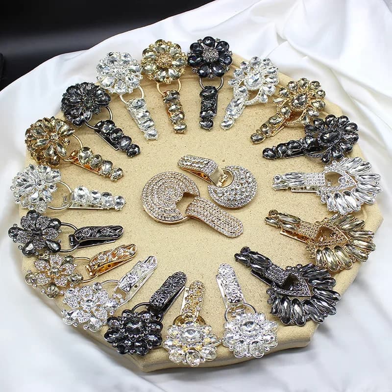 1pcs Luxury Duckbill Buttons For Fur Coat Cardigan Rhinestone For Needlework Collar Sewing Metal Embellishment Buckle