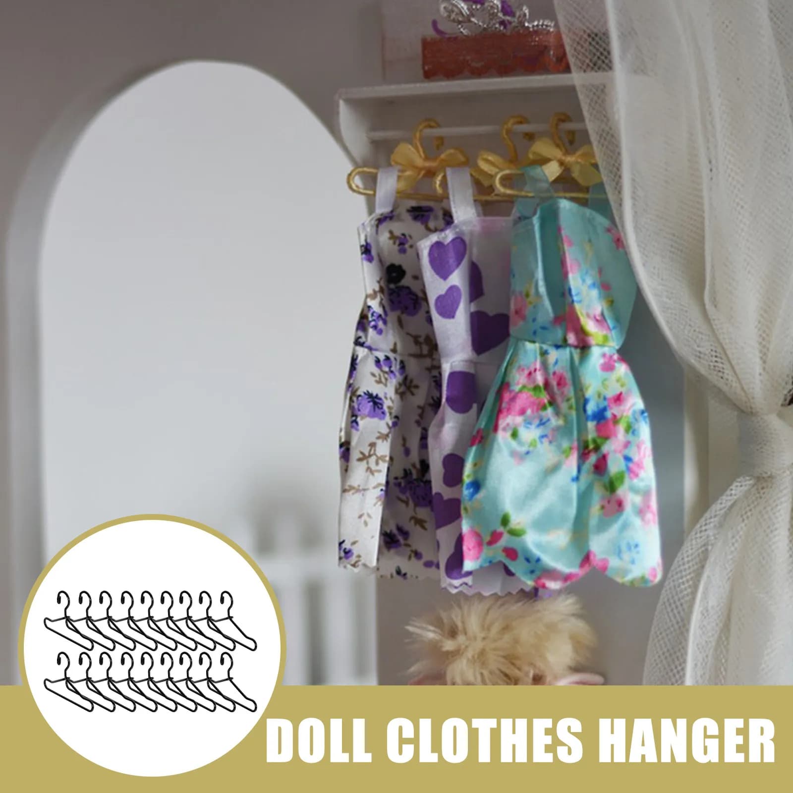 20Pcs Mini Metal Hangers Small Clothes Closet Hangers Miniature House Accessories Simulation Hanging Ornaments