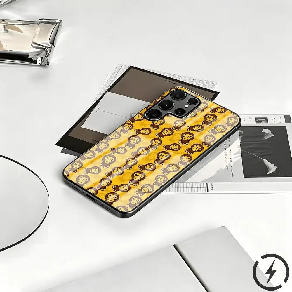 Brand b-bape Phone Case For Samsung S26 S25 S24 S23 S22 S21 S20 Plus Ultra Note20 Glass Magnetic Case