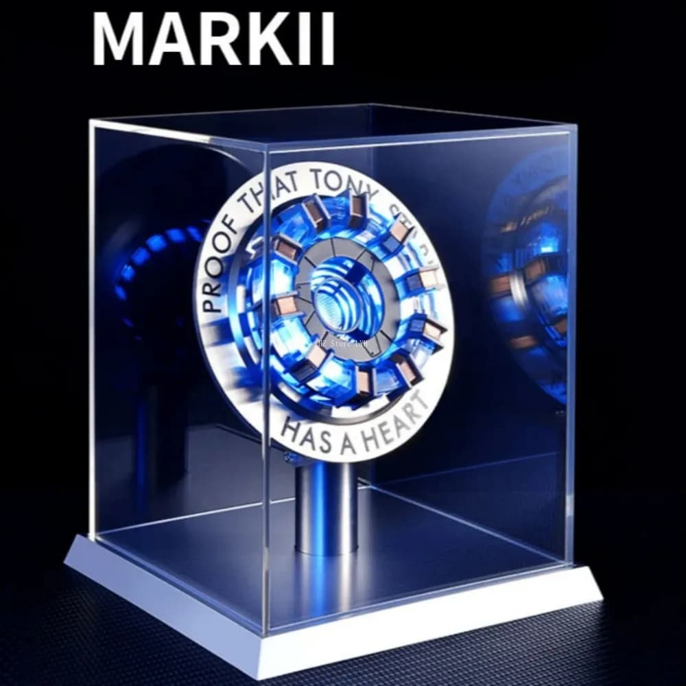 Marvel Tony Stark Arc Reactor MK1 MK2 1:1 Controllo della rilevamento delle vibrazioni USB LED Light Iron Man Lampada da petto con espositore per regalo