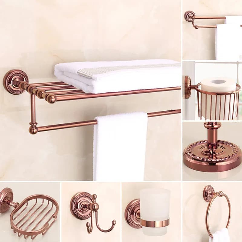 Accessori da bagno in oro rosa Bagno portasapone da bagno in ottone Set WC Vita Porta carta da bagno Porta carta Elettrodomestico da bagno