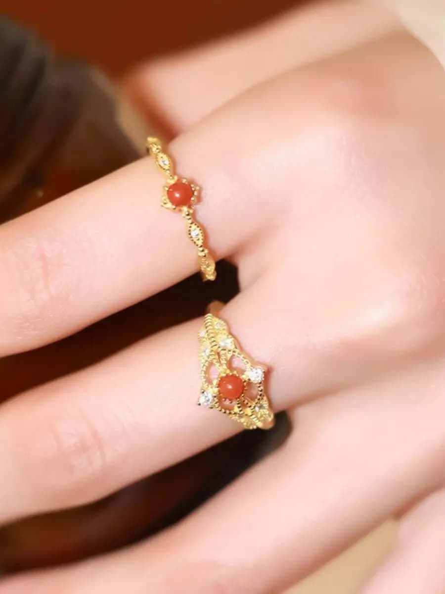 Elegante Anello Aperto in Oro per Donne, Regolabile, Alla Moda, di Alta Classe, Stile Corte Reale, Gioiello da Dito