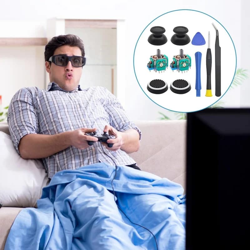 Replacement 3D Analog Joystick Thumbsticks for PS5 DualSense Controller – Repair Parts Kit with Screwdriver Accessory