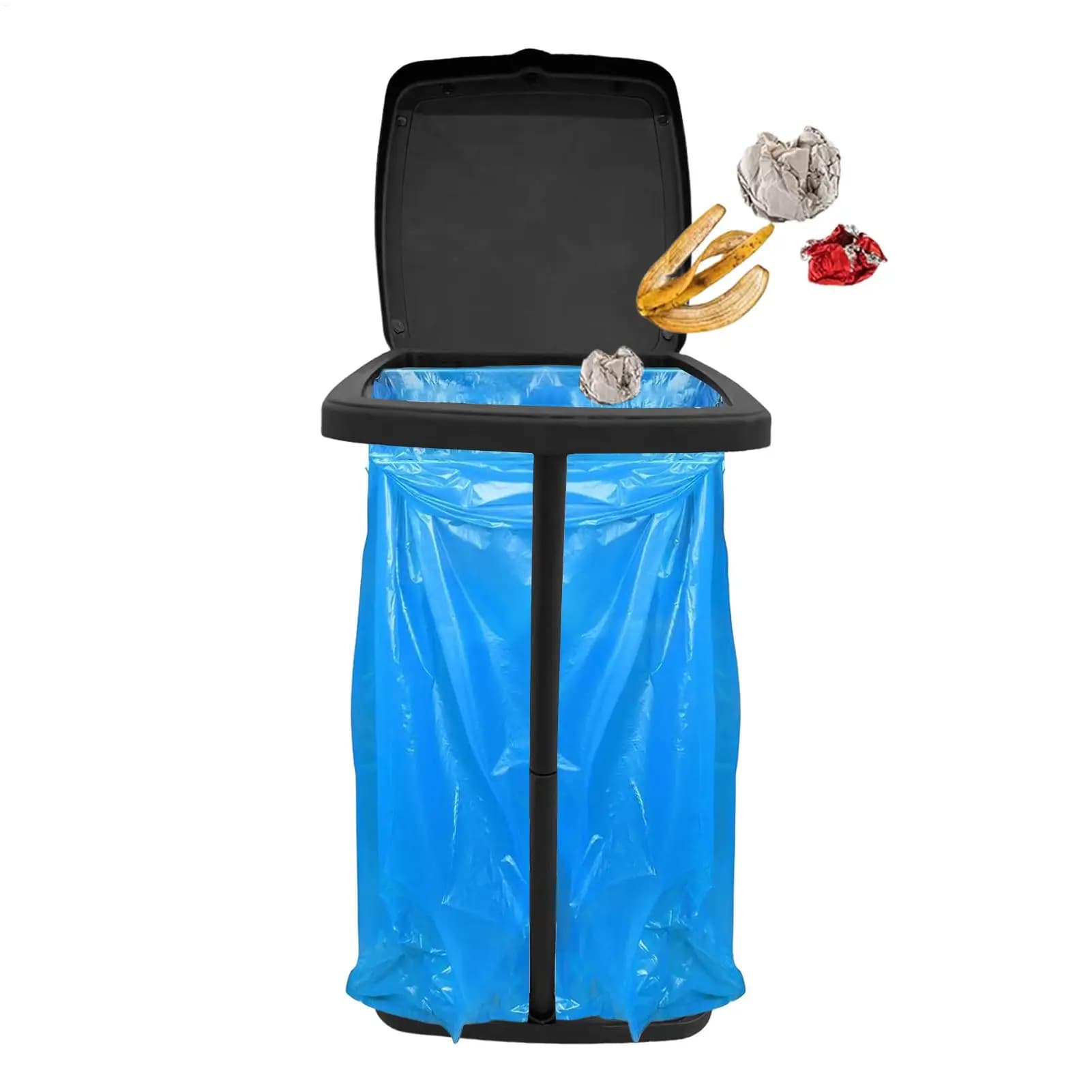 Garbage Bag Holder Rubbish Bag Stand Telescopic Garbage Holders Waste Storage Frame with Lid for Living Room Yard Parties Camp