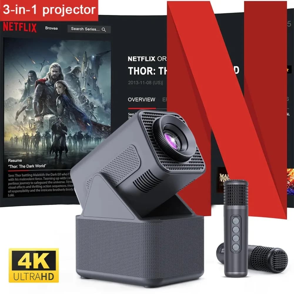 Mini proiettore Proiettore esterno proiettore karaoke dual-mic teatro macchina all-in-one 1080P portatile casa KTV campeggio