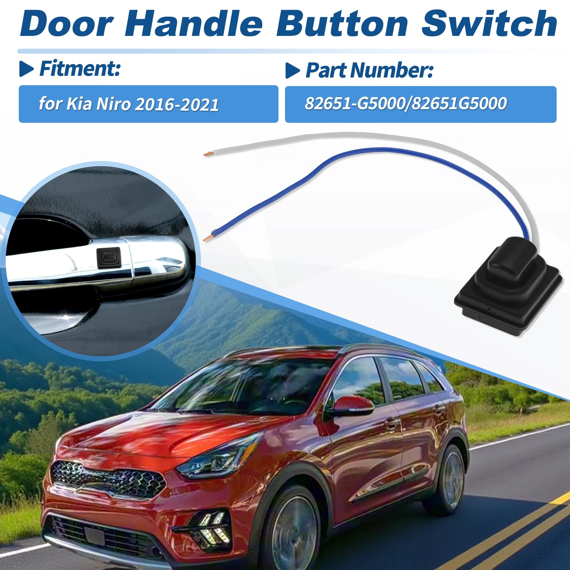 Copertura per pulsante interruttore maniglia esterna portiera anteriore auto per KIA NIRO 2016 2017 2018 2019 2020 2021 82651G5000 82661G5000