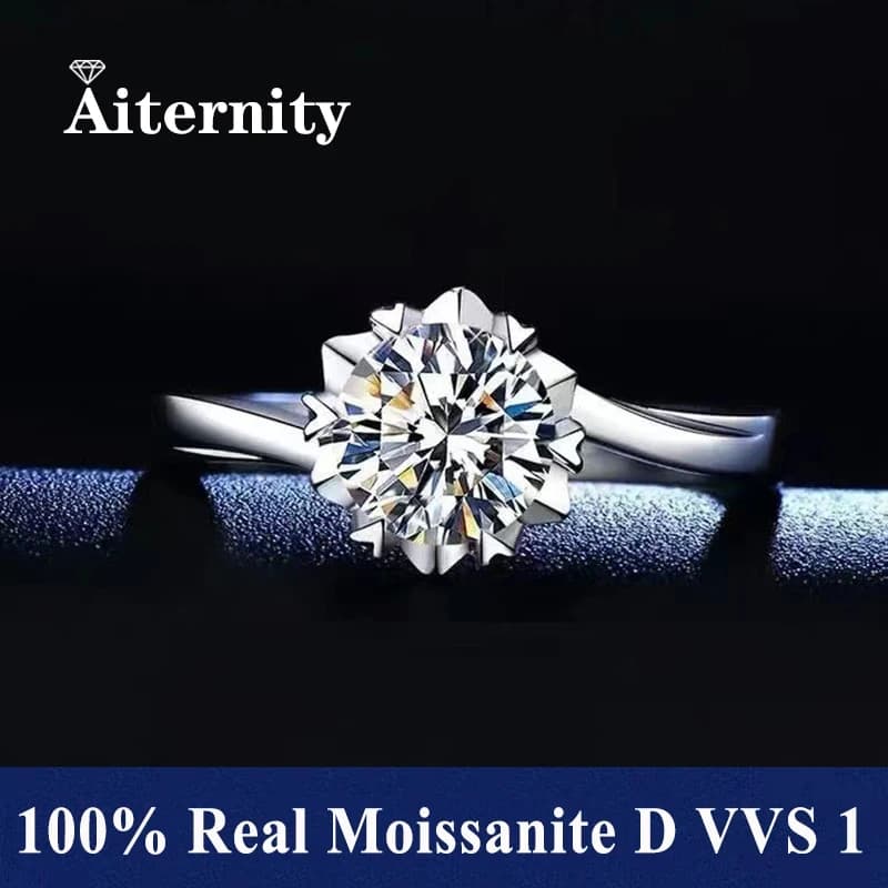 Brilliant jewelry 100% Real GRA Moissanite Luxury Rings D Color 925 Sterling Silver Eternity Engagement Diamond Bridal Ring