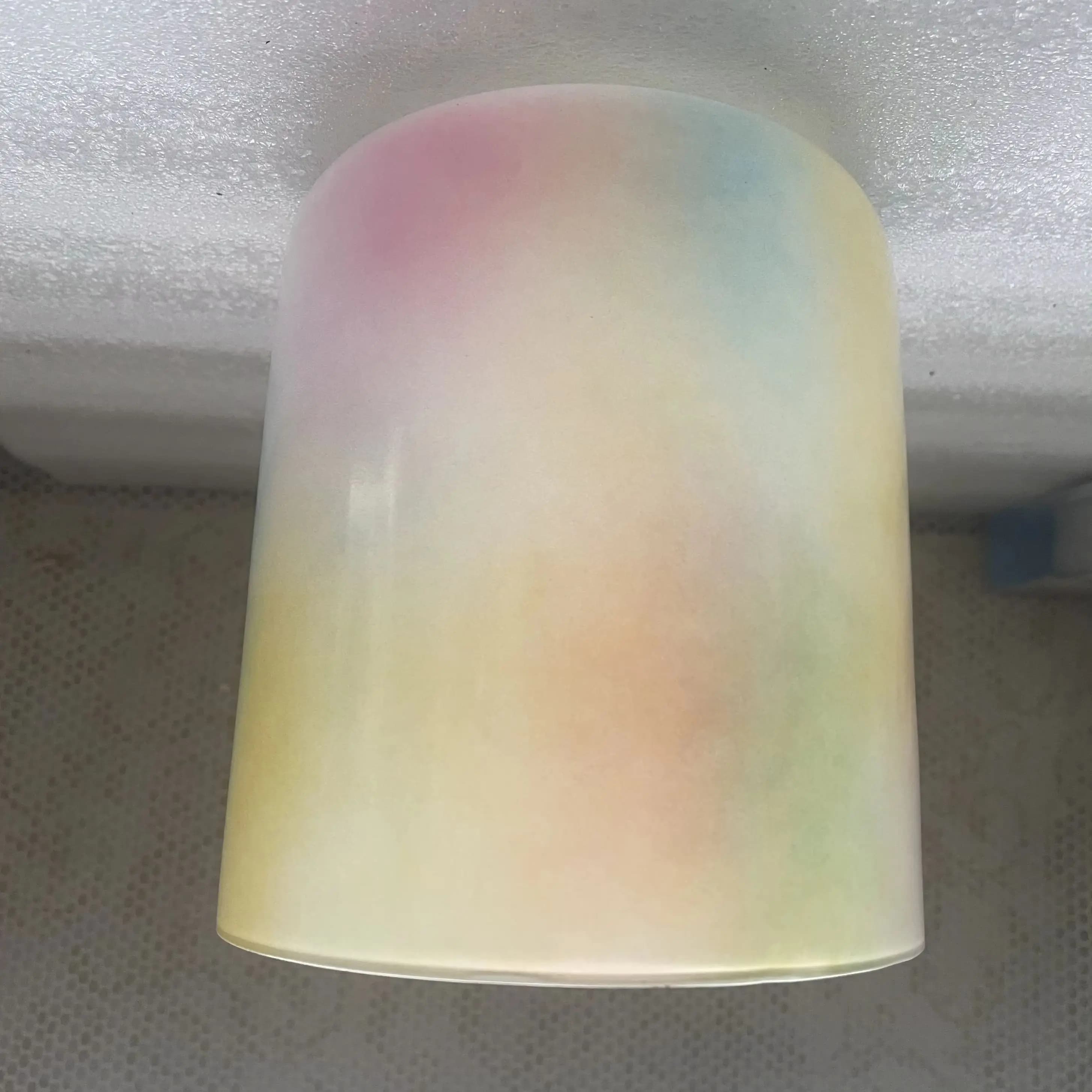 Crystal singing bowl straight wall flat bottom 7.5" random perfect musical note 432Hz mixed pastle color