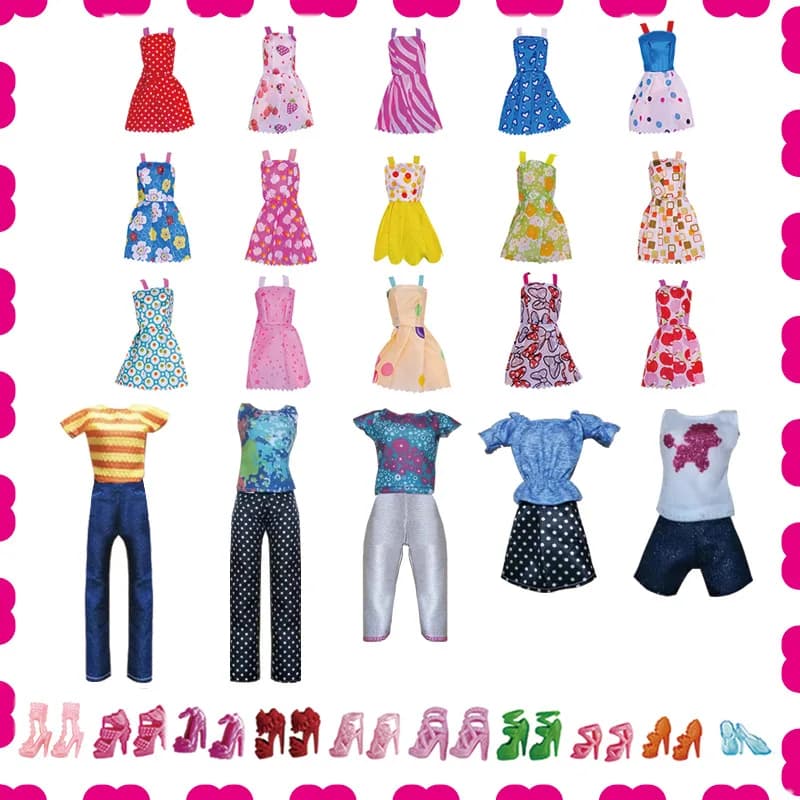 20 pezzi vestiti per bambole regalo per ragazza Barbie accessori per bambole = vestiti vestito + scarpe da bambola accessori per bambola Barbie BJD Blythe Do
