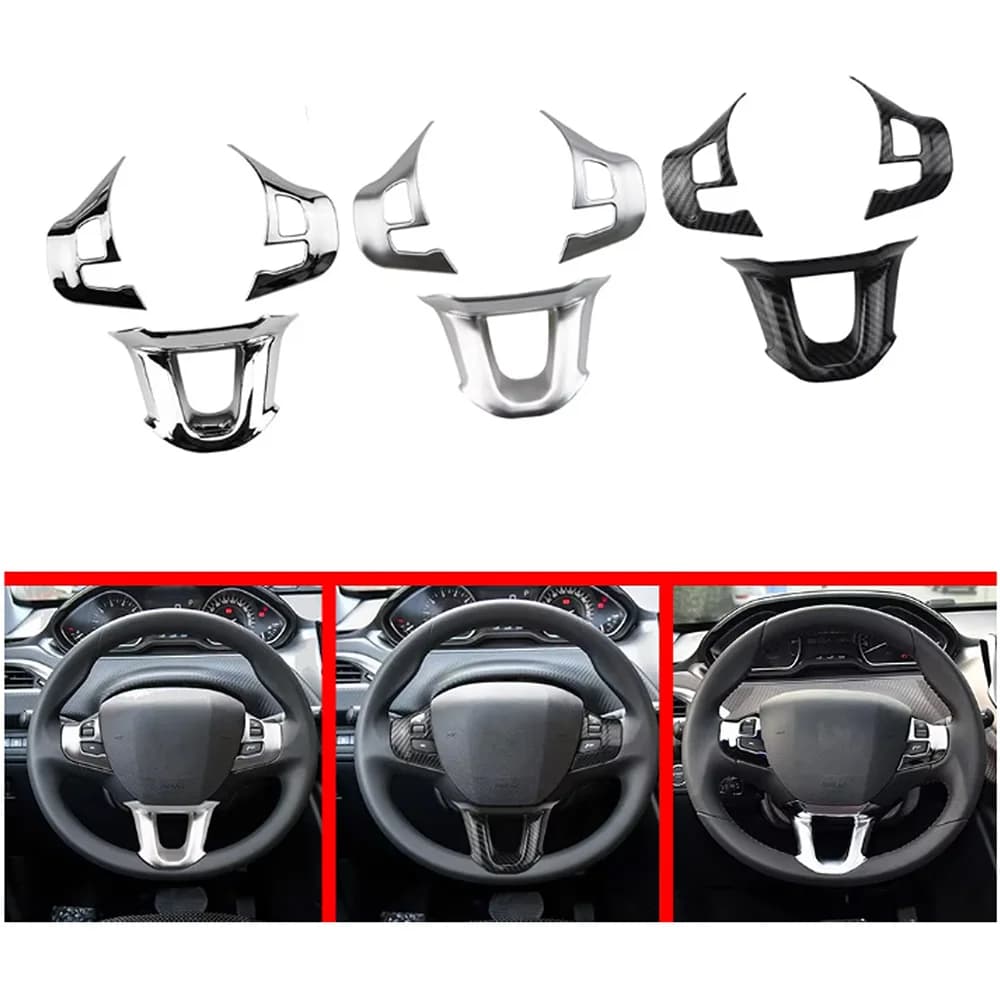 Per Peugeot 2008 208 2014 2015 2016 2017 2018 Set di 3 Adesivi in ABS per Pannello Volante, Accessori Auto