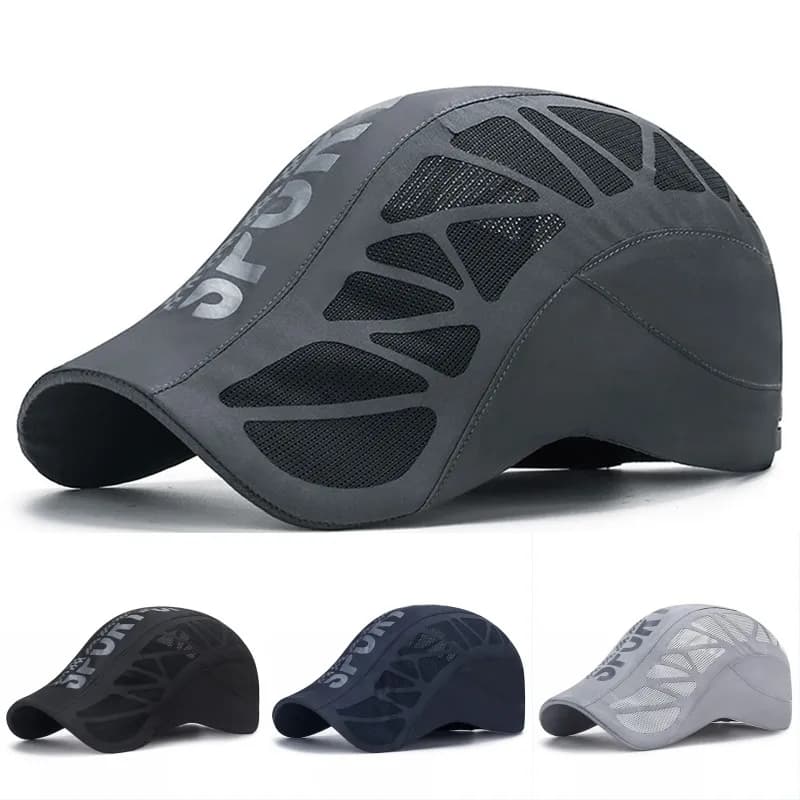 Breathable Summer Hat in Rapid Drying Network, Unisex, with Printing Lettering, for Sports, Golf, Baseball, Newsboy Style, Anti-UV