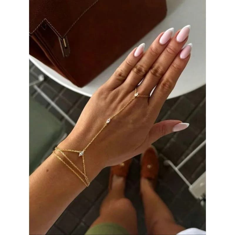 Bohemia Shiny Rhombus Crystal Bracelet for Women Simple Thin Chain Finger Bracelet Jewelry Accessories Gift 2026 New