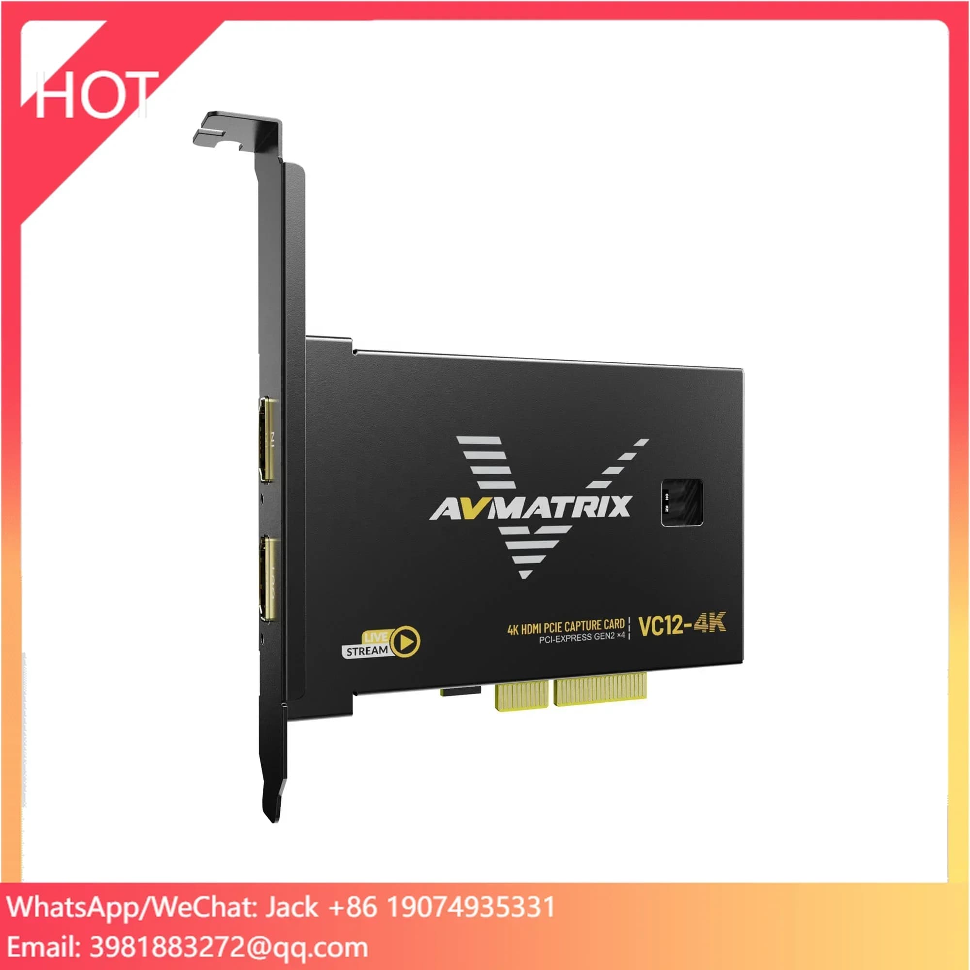 AVMATRIX VC12-4K Registratore Video OBS 4K 60fps Scheda di Acquisizione PCIe per Scenari di Streaming e Trasmissione in Diretta Multipli