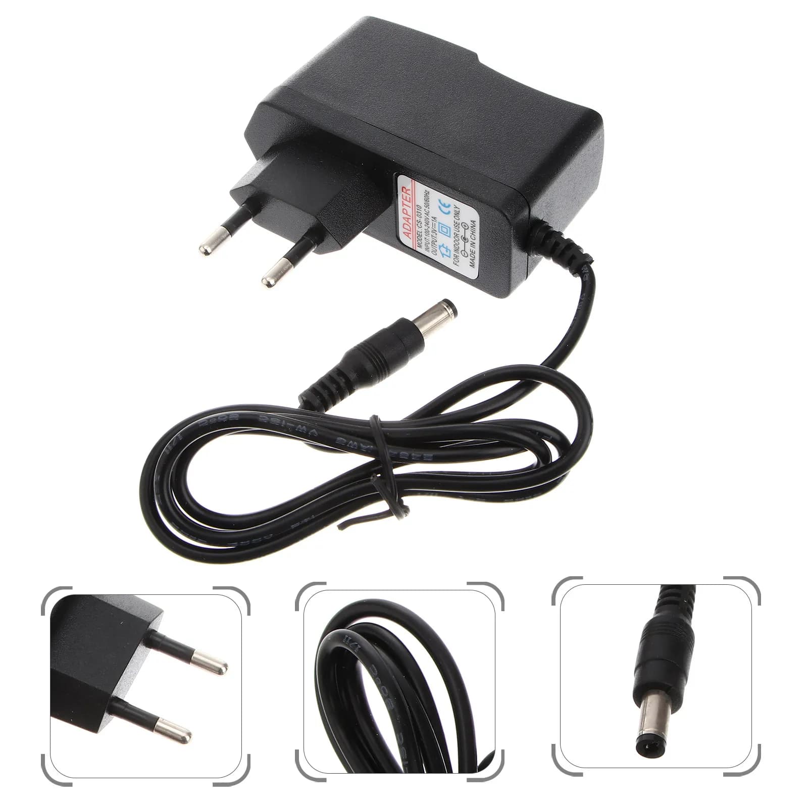 Dc 3V 1A Power Adapter Eu Plug 5.5mmx2.1mm High Performance Portable Charger for Travel Home Use Black 3V 1A Power Adapter
