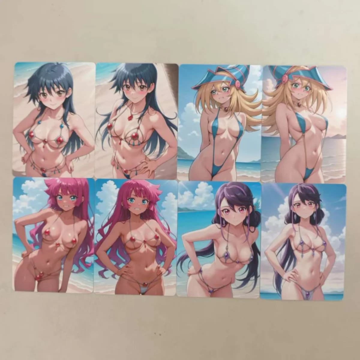 Set di 8 Carte NSFW Yugioh Beach Ocean Gemstone Bikini ​ ​ Carta da collezione DMG Celina Romin Saotome Rei 18+