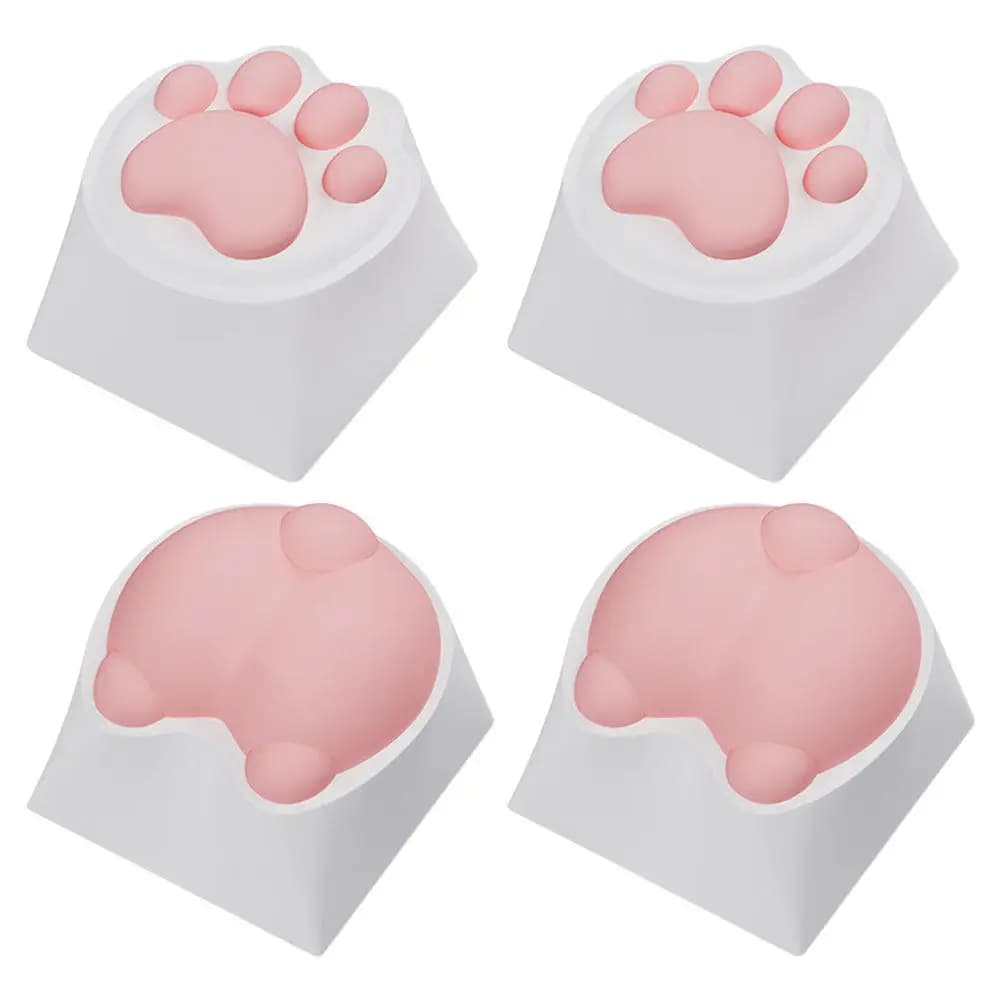 4Pcs Cat Paw Keycaps Fun Silicone Resin Mechanical Keyboard Key Caps Comfortable Gaming Keycaps Unique Keyboard Accessory