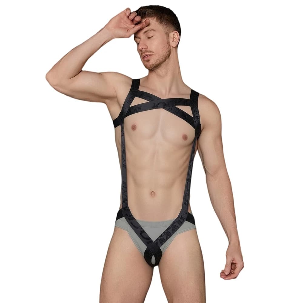 Jockstrap da Uomo con Bretelle e Dettagli Cut-Out, Stile Bondage, per Performance di Danza, Bar, Club e Feste - Modello Muscle Go-Go