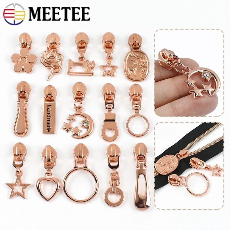 5-30 pezzi 5 # Cursori per cerniere in oro rosa per nastro con cerniera in nylon Borsa per vestiti Cucito Cerniera di ricambio Estrattore Zip Kit di riparazione Accessori