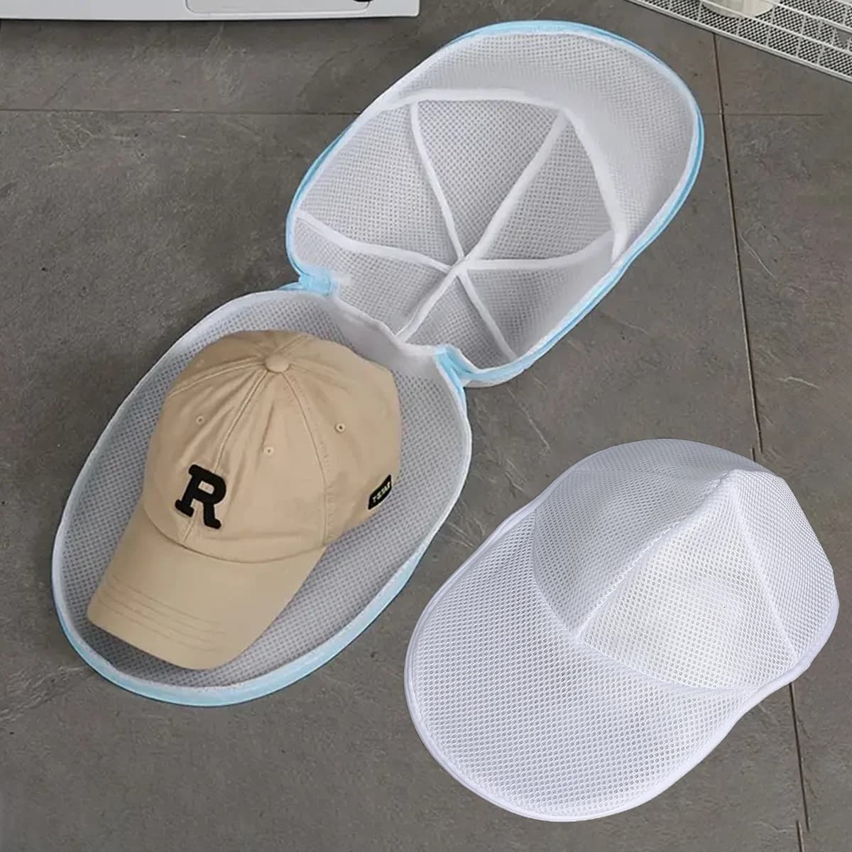 1 sacchetto per lavaggio cappelli in rete - Anti-deformazione, per la cura degli attrezzi da esterno, sacchetti per la pulizia della lavatrice domestica per cappellini da baseball