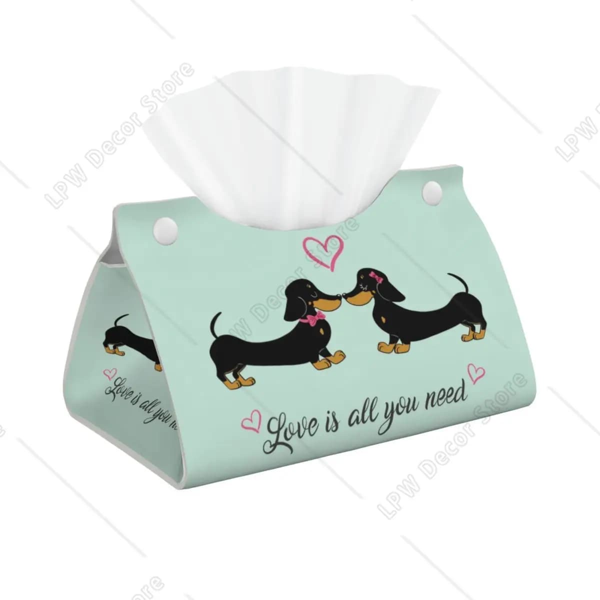 Personalizzato The Bassotto Scatola di fazzoletti Copertura rettangolare in pelle PU Tasso Salsiccia Wiener Cani Porta fazzoletti per il viso per auto