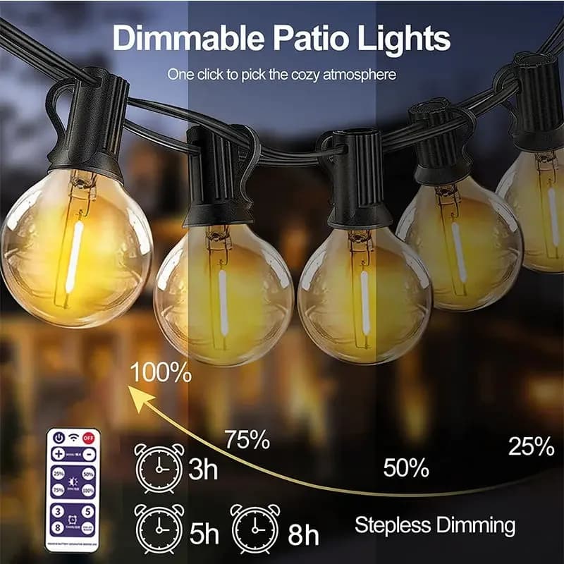 Lampada da esterno a LED solare Lampadine G40 Lucine da campeggio Decorazione da giardino Ghirlanda stradale 10/25/30/50 lampadine per il campeggio