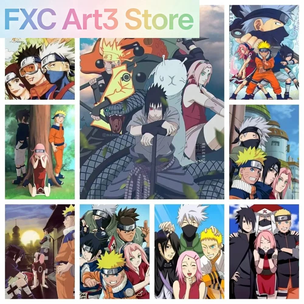 Frameless 1pc Naruto Class Seven New Diamond Painting Cross Japan Cartoon Mosaic Embroidery Rhinestones Home Decor Kids Gift