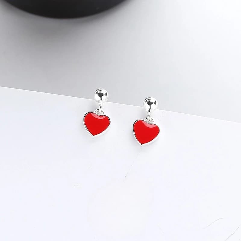 Orecchini a bottone a forma di cuore dolce in argento sterling 925, regalo dal design squisito alla moda per ragazze, orecchini eleganti per le donne