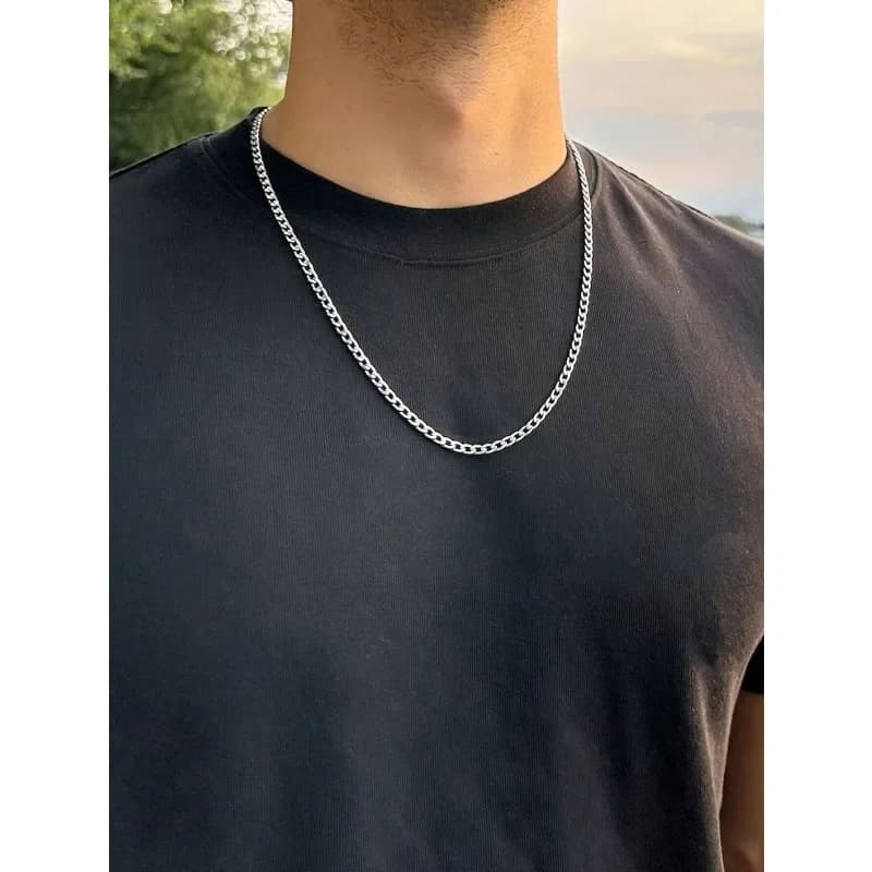 1PS-Collana da uomo alla moda in acciaio inossidabile impermeabile e resistente allo sbiadimento, regalo per uomo