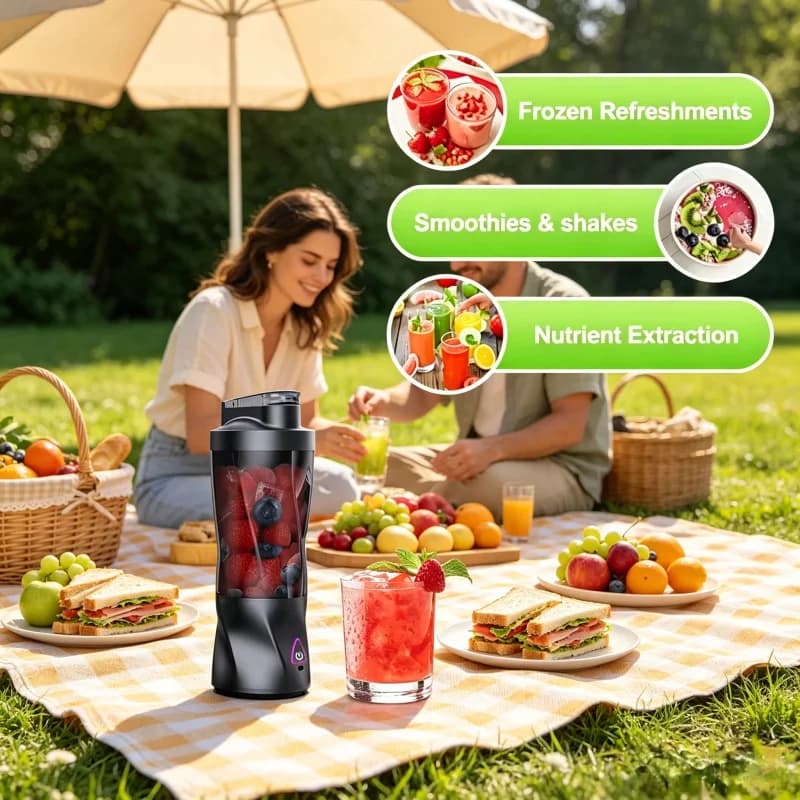 Frullatore Elettrico Portatile per Frutta Fresca 700ML, Mixer Multifunzione Ricaricabile USB per Frullati e Smoothie, Tazza per Miscelazione da Esterno