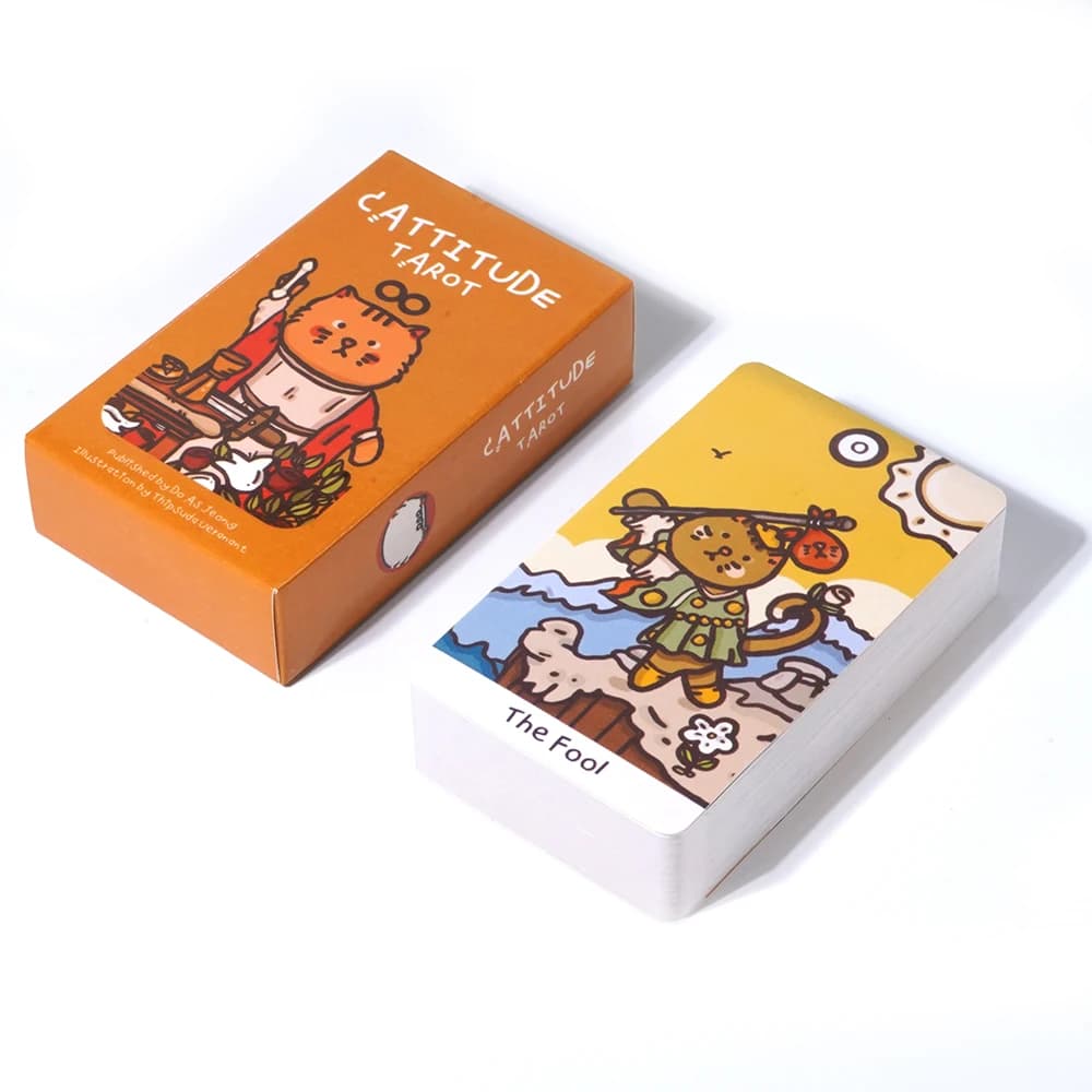 Carte dei tarocchi della cattitudine Guida simpatico gatto Gioco di carte Mazzo dei tarocchi