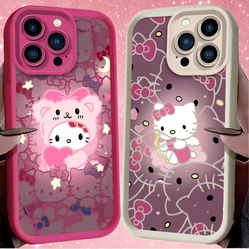 Starlight Moe Hello Kitty Full Cover Shock for iPhone 17 Air 16 16E 15 14 13 12 11 Pro Max XS Max XR SE 2020 SE4 7 8