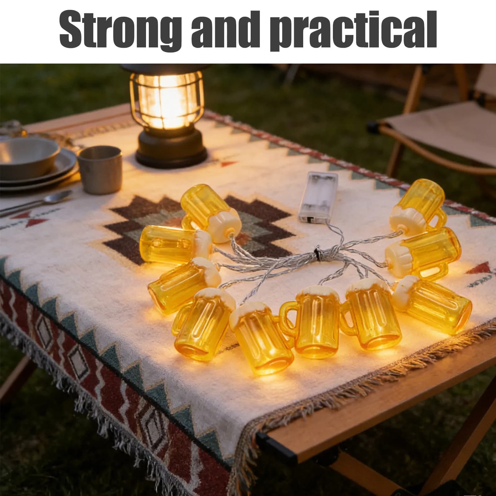 Luci a Stringa a Forma di Boccale di Birra a Batteria, 2 Metri 10 LED Flessibili e Pieghevoli, Decorazione per Feste all'Aperto, Natale, Compleanni, Matrimoni, Bar